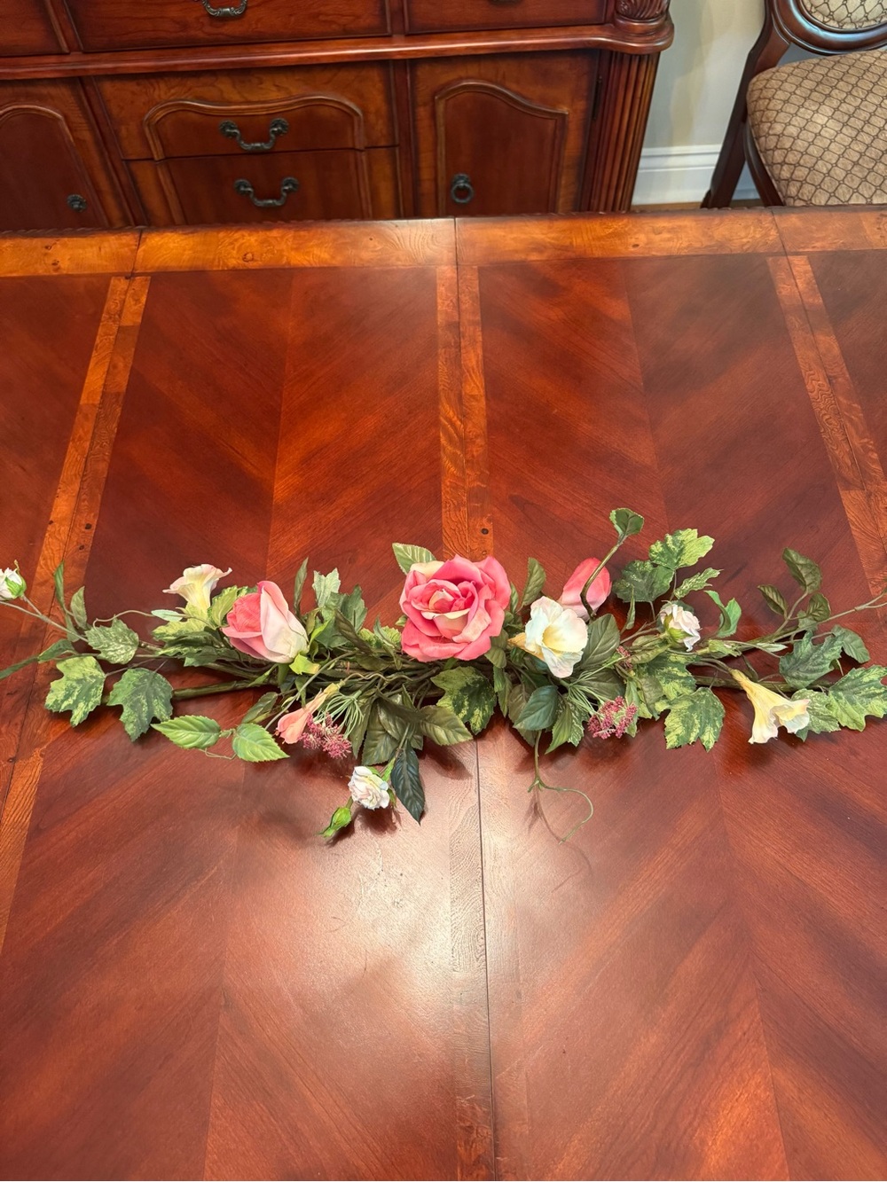 Artificial Pink Rose Garland Floral Table Runner - Home Accents